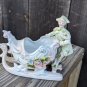 Vintage German Bisque Porcelain Figurine Vase Lady with Sleigh Sled Dragon