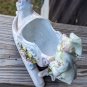 Vintage German Bisque Porcelain Figurine Vase Lady with Sleigh Sled Dragon
