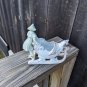 Vintage German Bisque Porcelain Figurine Vase Lady with Sleigh Sled Dragon