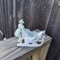 Vintage German Bisque Porcelain Figurine Vase Lady with Sleigh Sled Dragon