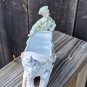 Vintage German Bisque Porcelain Figurine Vase Lady with Sleigh Sled Dragon
