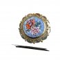 Italian Round Micro Tile Mosaic Duel Floral Brooch 1.5"