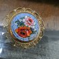 Italian Round Micro Tile Mosaic Duel Floral Brooch 1.5"
