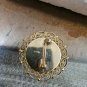 Italian Round Micro Tile Mosaic Duel Floral Brooch 1.5"