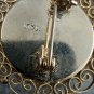 Italian Round Micro Tile Mosaic Duel Floral Brooch 1.5"