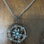 Vintage Silver tone Necklace with Turquoise Stones Pendant