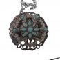 Vintage Silver tone Necklace with Turquoise  Stones Pendant