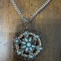 Vintage Silver tone Necklace with Turquoise  Stones Pendant