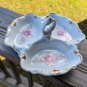 VINTAGE GDR REICHENBACH GERMANY 3- DIVIDED HANDLED DISH FLORAL