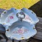 VINTAGE GDR REICHENBACH GERMANY 3- DIVIDED HANDLED DISH FLORAL