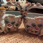 Two VTG Porcelain White Gold Planters Baskets Cherubs Applied Pink Rose 6" Each