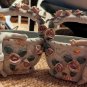 Two VTG Porcelain White Gold Planters Baskets Cherubs Applied Pink Rose 6" Each