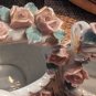 Two VTG Porcelain White Gold Planters Baskets Cherubs Applied Pink Rose 6" Each