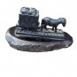 Unique Coal Mine Horse On Rail Black Stone Figurine