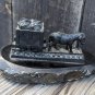 Unique Coal Mine Horse On Rail Black Stone Figurine