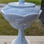 Vintage Indiana White Milk Glass Grape Harvest Pedestal Covered Candy Dish & Lid