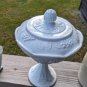 Vintage Indiana White Milk Glass Grape Harvest Pedestal Covered Candy Dish & Lid