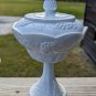 Vintage Indiana White Milk Glass Grape Harvest Pedestal Covered Candy Dish & Lid