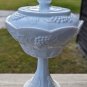 Vintage Indiana White Milk Glass Grape Harvest Pedestal Covered Candy Dish & Lid