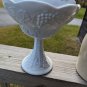 Vintage Indiana White Milk Glass Grape Harvest Pedestal Covered Candy Dish & Lid