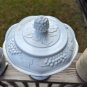Vintage Indiana White Milk Glass Grape Harvest Pedestal Covered Candy Dish & Lid