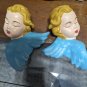 2 Vintage 50s Angel Cherub Heads Ceramic Figurines 3â Tall Hand Painted