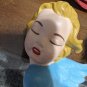 2 Vintage 50s Angel Cherub Heads Ceramic Figurines 3â Tall Hand Painted