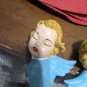 2 Vintage 50s Angel Cherub Heads Ceramic Figurines 3â Tall Hand Painted
