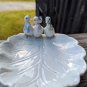 White Porcelain 3 Duck Sitting On Leaf Plate Edges