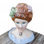 Vntg Schmid Porcelain Lady Wearing Cameo Necklace Head Bust Figurine Sari Lanka