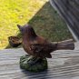 Vintage Katherine's Collection Adorable Brown Sparrow With Metal Woven Basket
