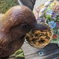Vintage Katherine's Collection Adorable Brown Sparrow With Metal Woven Basket