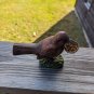 Vintage Katherine's Collection Adorable Brown Sparrow With Metal Woven Basket