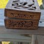 VTG Hand Carved India SHEESHAM WOOD Trinket JEWELRY Hinged Box Elephan Inlay 8x5