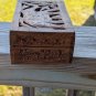 VTG Hand Carved India SHEESHAM WOOD Trinket JEWELRY Hinged Box Elephan Inlay 8x5