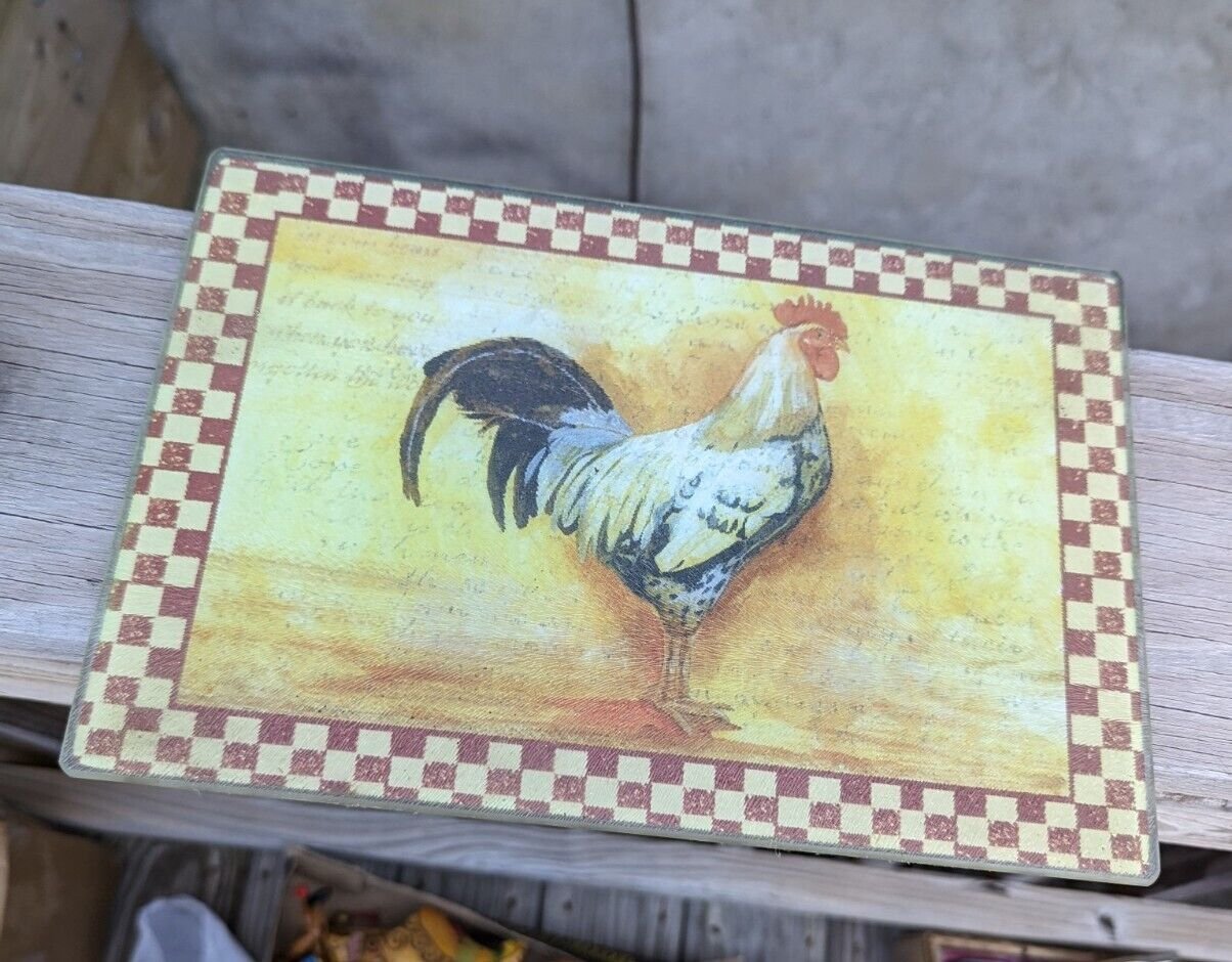 rooster Rectangular glass cutting board
