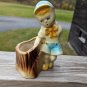 Shawnee Girl Planter Tree Stump Girl in Blue Cap and Shorts Vintage USA #533