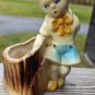 Shawnee Girl Planter Tree Stump Girl in Blue Cap and Shorts Vintage USA #533