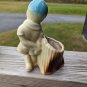 Shawnee Girl Planter Tree Stump Girl in Blue Cap and Shorts Vintage USA #533