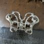 Vintage Silver Tone Butterfly Brooch Pin With Large Studded Rhinestones