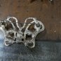 Vintage Silver Tone Butterfly Brooch Pin With Large Studded Rhinestones
