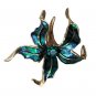 Enamel Goldstone Lily Brooch With Green Stone Jewel toned