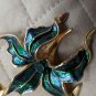 Enamel Goldstone Lily Brooch With Green Stone Jewel toned