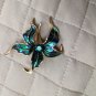 Enamel Goldstone Lily Brooch With Green Stone Jewel toned