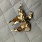 Enamel Goldstone Lily Brooch With Green Stone Jewel toned