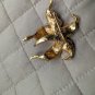 Enamel Goldstone Lily Brooch With Green Stone Jewel toned