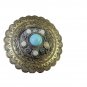 Vintage Pin Brooch Goldtone Faux Turquoise Lucite Clear Crystals Loose Pin