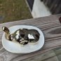 Elephant Trunk up Ring Holder trinket Tray Ceramic Gold Tone Jewelry Dish Asian