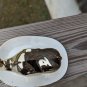 Elephant Trunk up Ring Holder trinket Tray Ceramic Gold Tone Jewelry Dish Asian