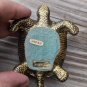 Vintage Holiday Fair Co 1971 Two Turquoise Eyed Brass Turtles Figurines Japan